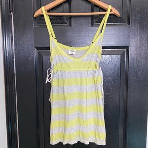 PINK! Babydoll Stripe Green & Heather Grey Tank Top w/strings on side to tighten